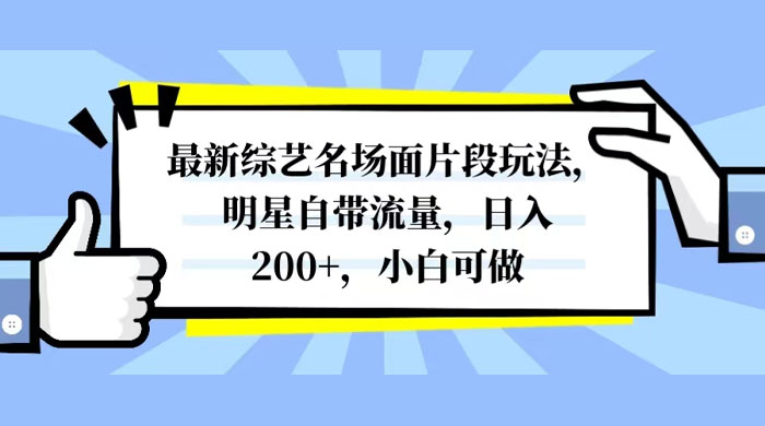 最新综艺名场面片段玩法，明星自带流量，日入200+，小白可做